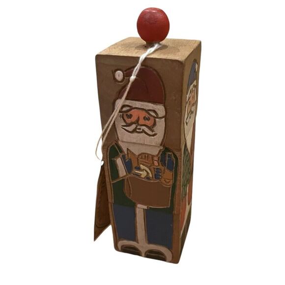 Midwest Importers Rotating Wooden Block Santa 4 Different Views VTG Folk Art - Picture 4 of 7
